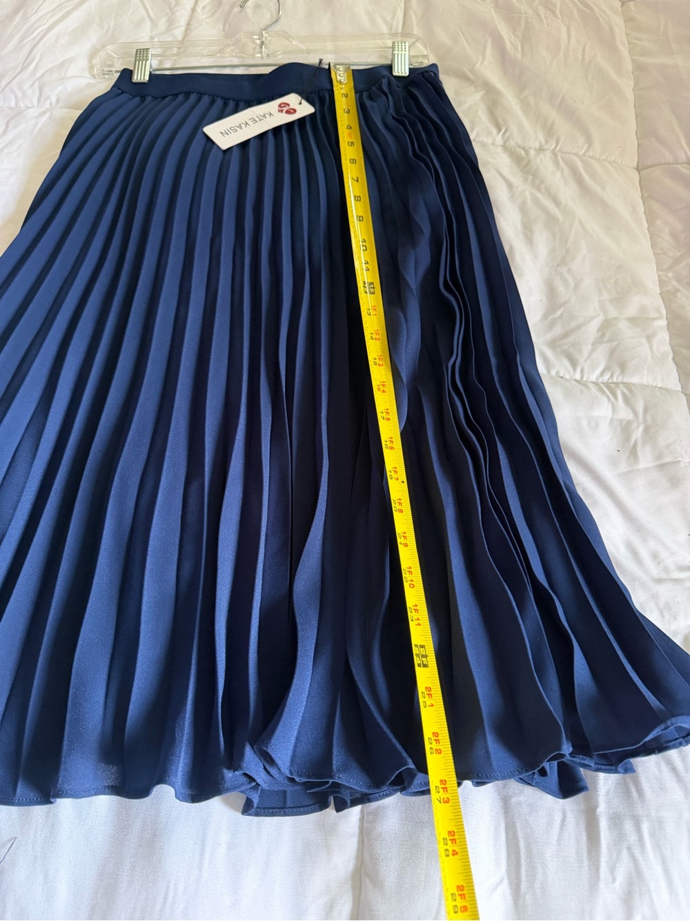 Kate Kasin Navy High-Waist Pleated Midi Skirt - Picture 3 of 7